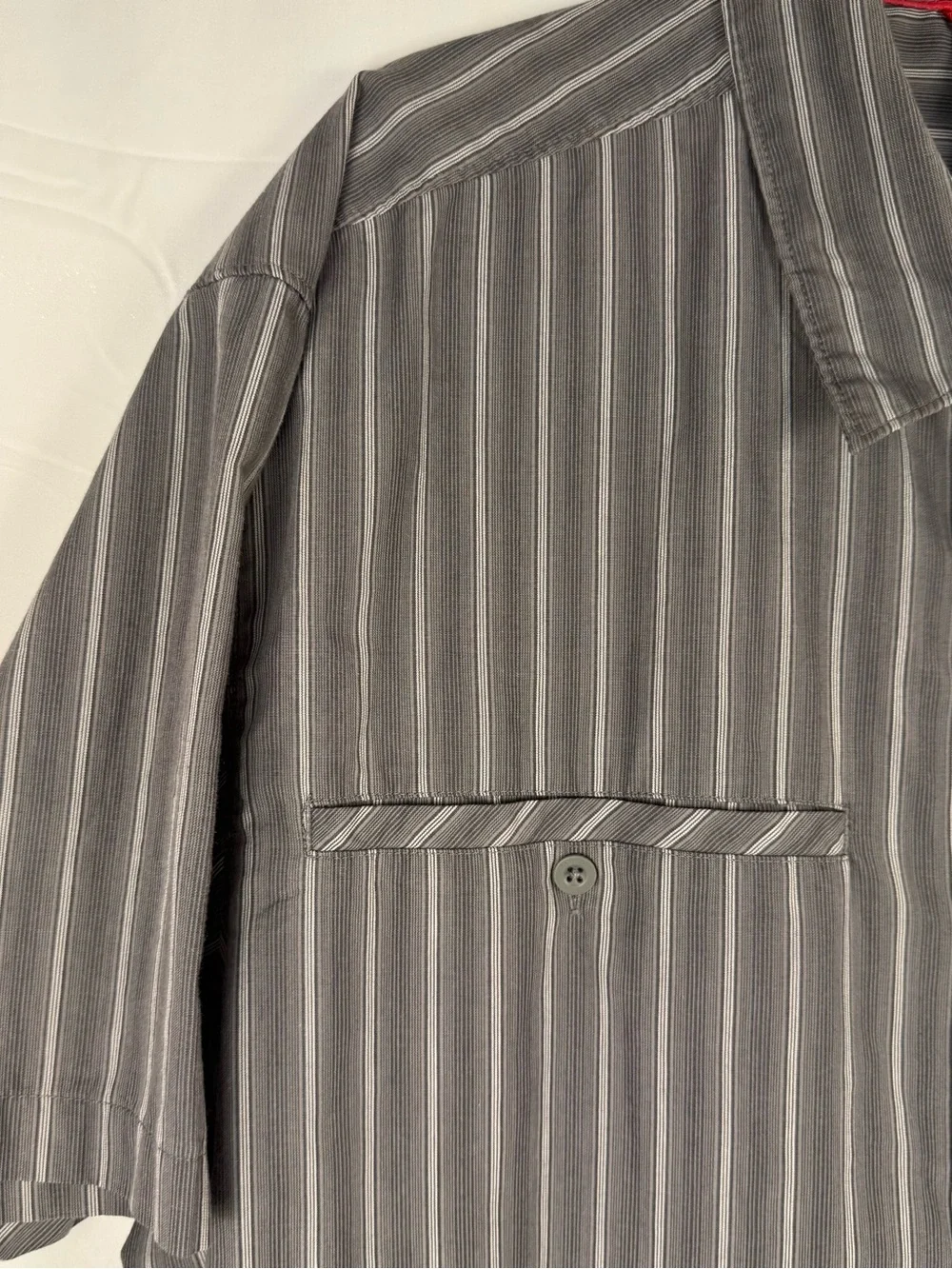 The North Face Gray Striped Button Down Shirt XXL Short Sleeve